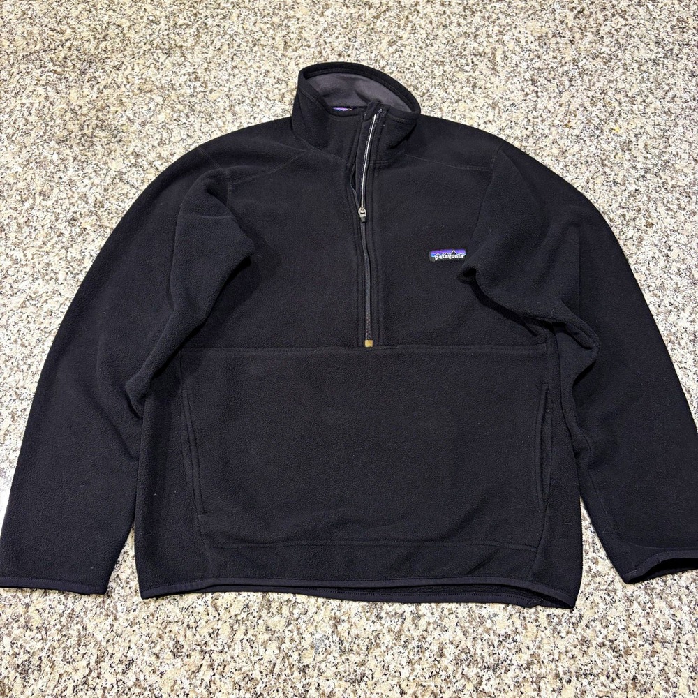 Vintage Patagonia Synchilla 1/2 Half Zip Pullover Fleece Black Men's Small  Y2k